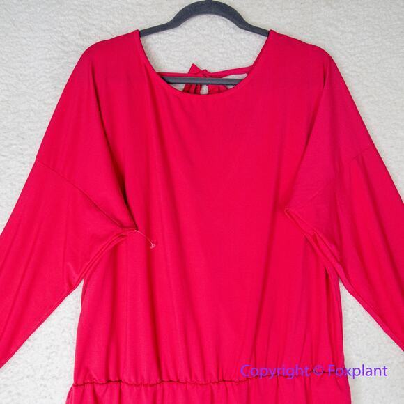 Eloquii coral red dress with faux wrap back and tie neck, size 16 - Picture 2 of 13